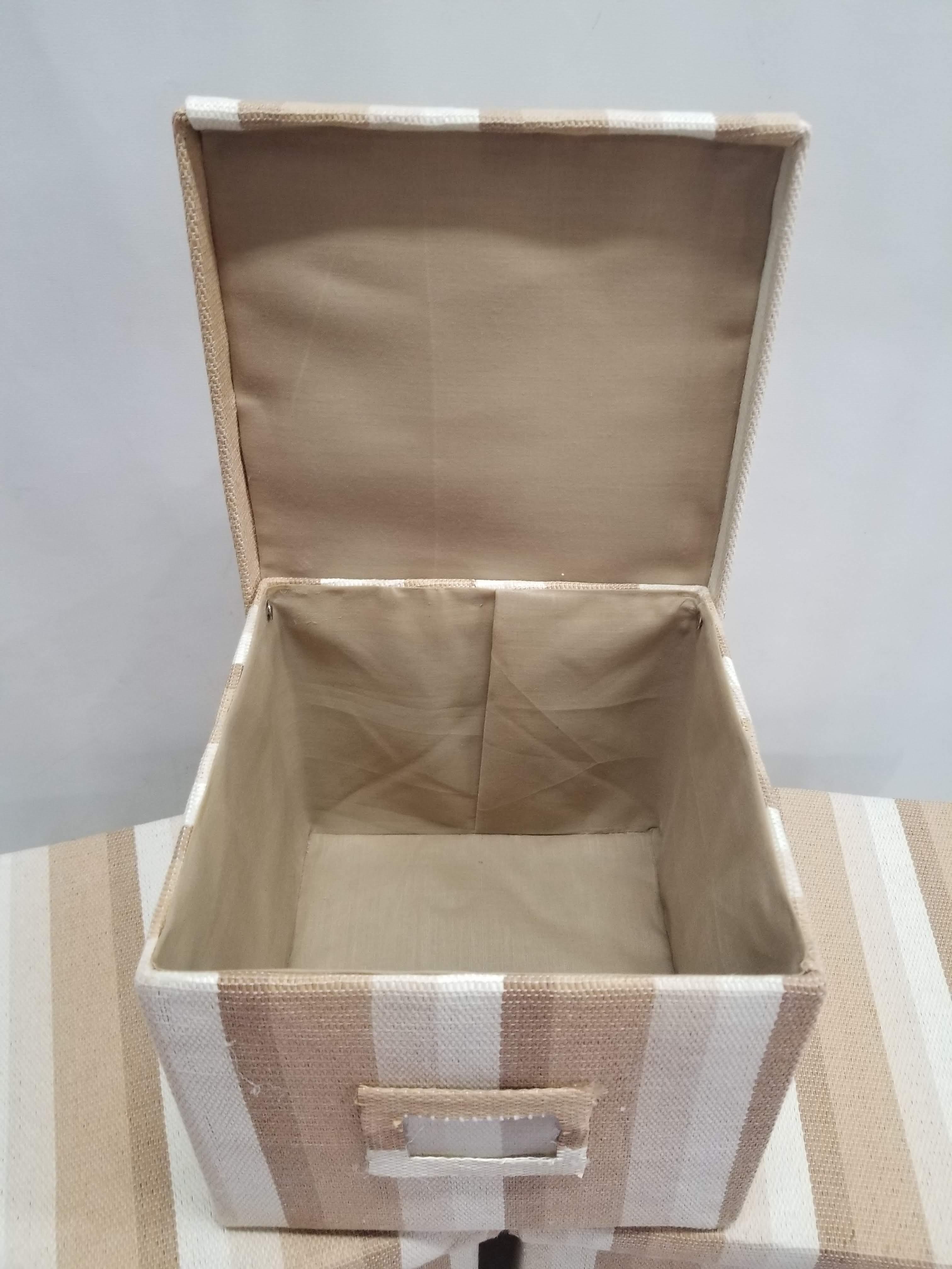 Canvas Storage Cubes with Hinged LIds - 2 Large (8.5"H x 10"W x 10"D), 1 Medium (7.5"H x 9"W x 9"D)