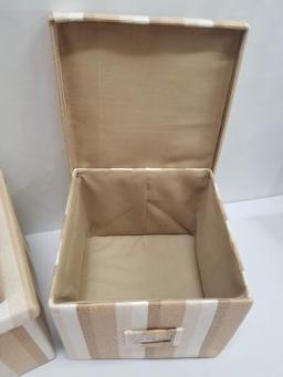 Canvas Storage Cubes with Hinged LIds - 2 Large (8.5"H x 10"W x 10"D), 1 Medium (7.5"H x 9"W x 9"D)