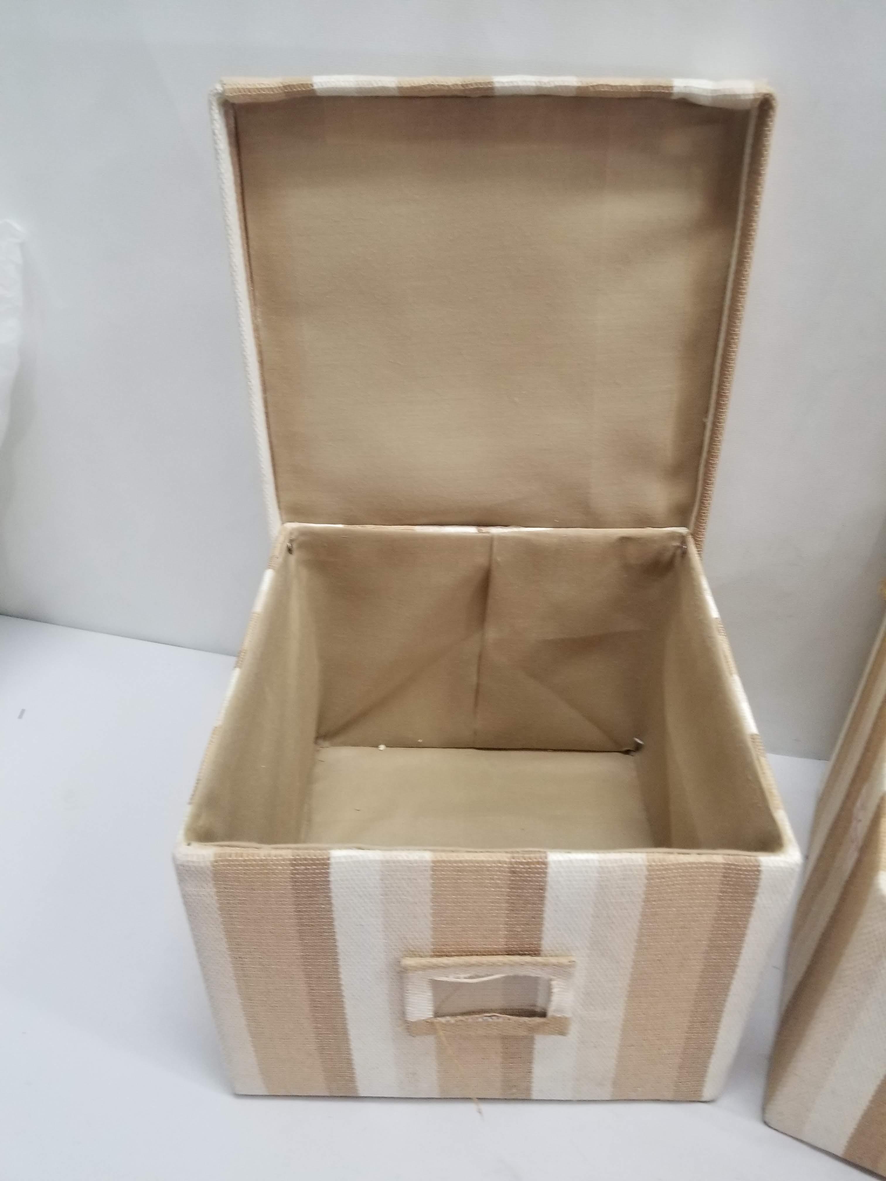 Canvas Storage Cubes with Hinged LIds - 2 Large (8.5"H x 10"W x 10"D), 1 Medium (7.5"H x 9"W x 9"D)