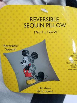 Mickey Mouse Reversible Sequin Pillow - 17"x17" - New