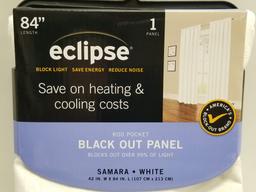 Eclipse Samara Blackout Window Panels (Qty 2) - White, 42"W x 84"L - Open Box - New