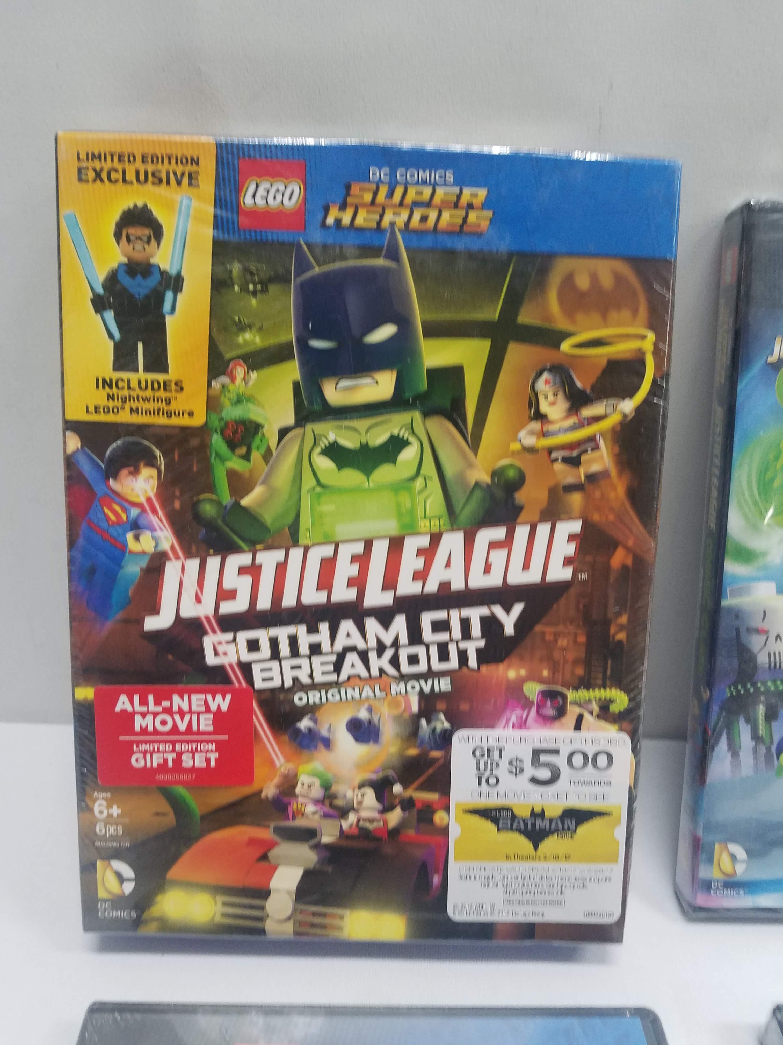 LEGO DC Comics Super Hero Movies & 1 Minifigure on DVD. Justice League & Batman, Qty 4 - New