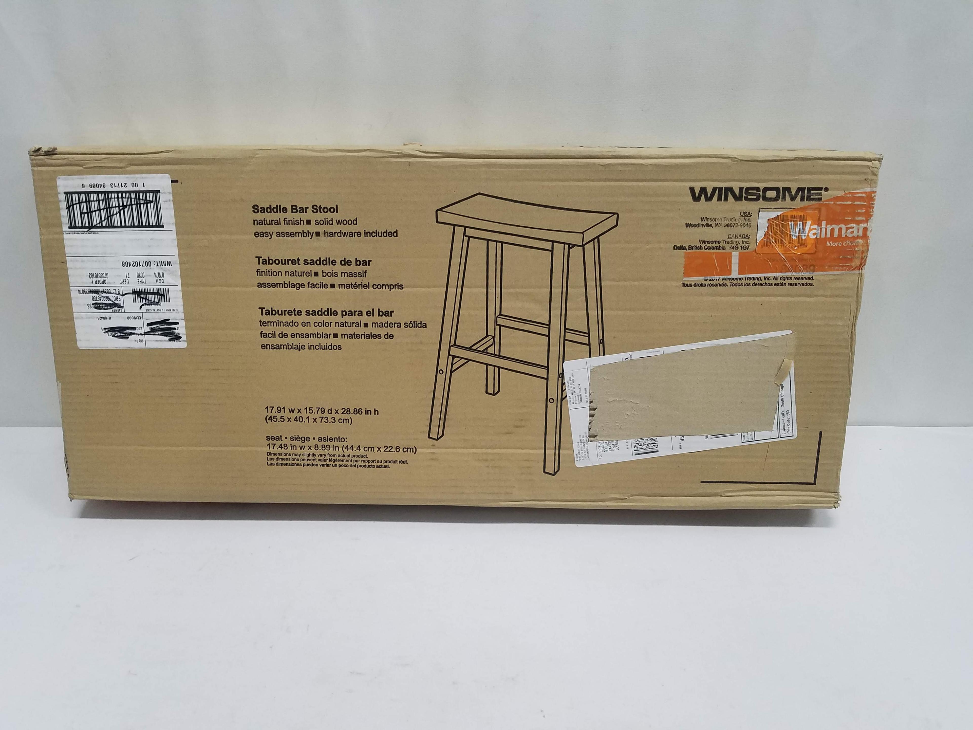 Winsome Saddle Bar Stool, Natural Finish, Requires Assembly - New