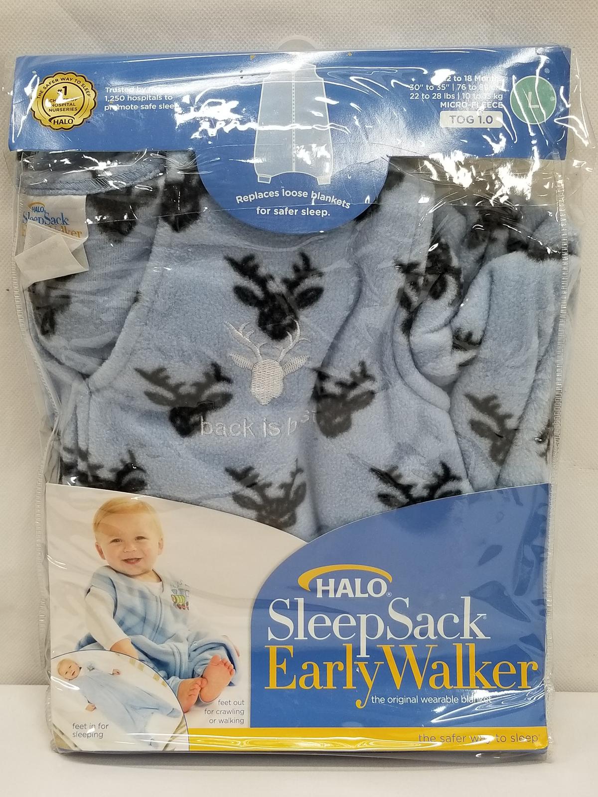 Halo SleepSack Early Walker - Large (12-18mo, 30"-35", 22-28lbs) - Blue, Deer - New