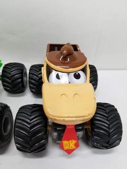 3 Monster Truck Toys - Grave Digger, Unnamed, Donkey Kong