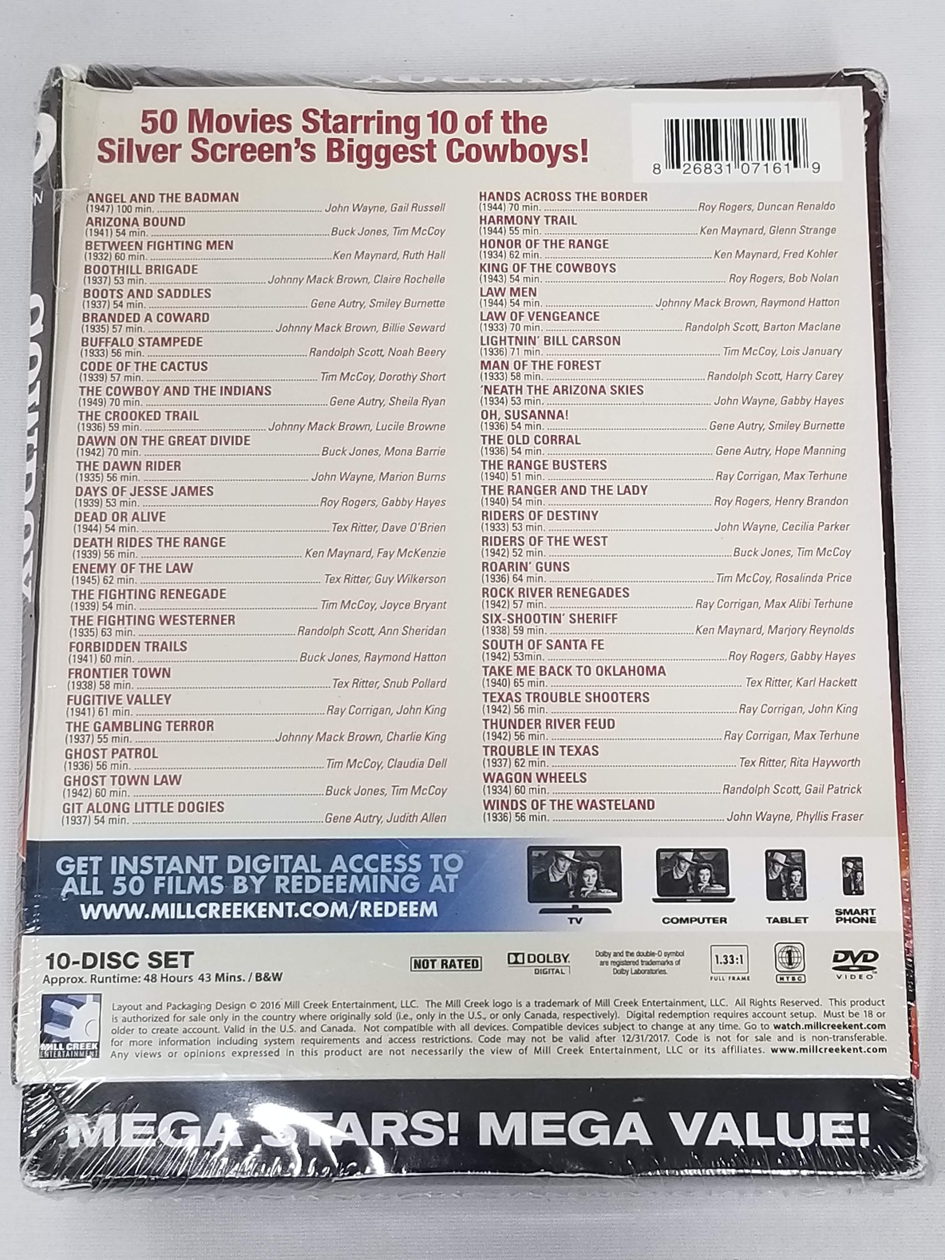 Cowboy Legends 50 Movie Collection (DVD + Digital) - Damaged Box, New