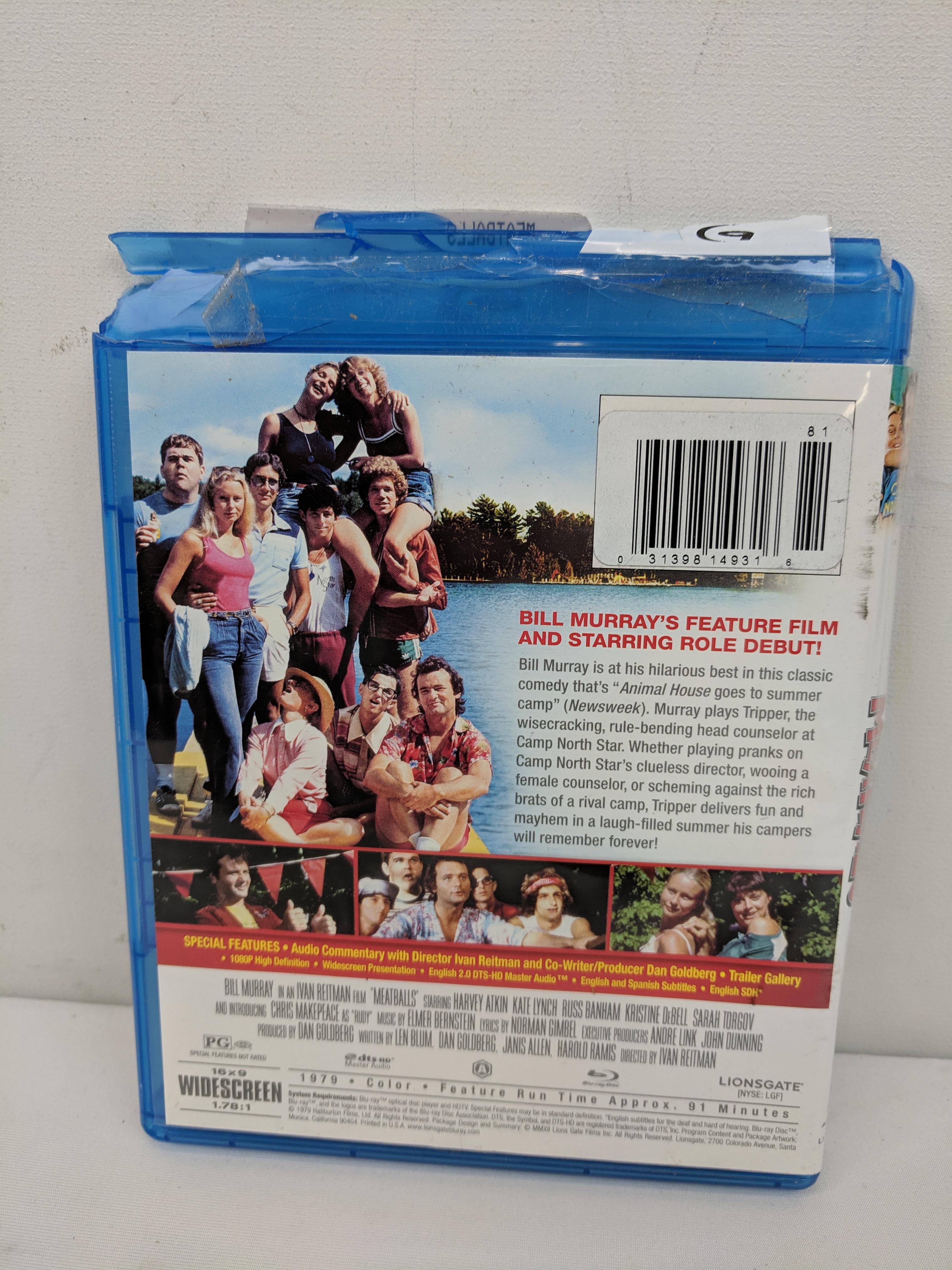 Meatballs Blu-Ray, Rated PG, Case Broken, New Disc