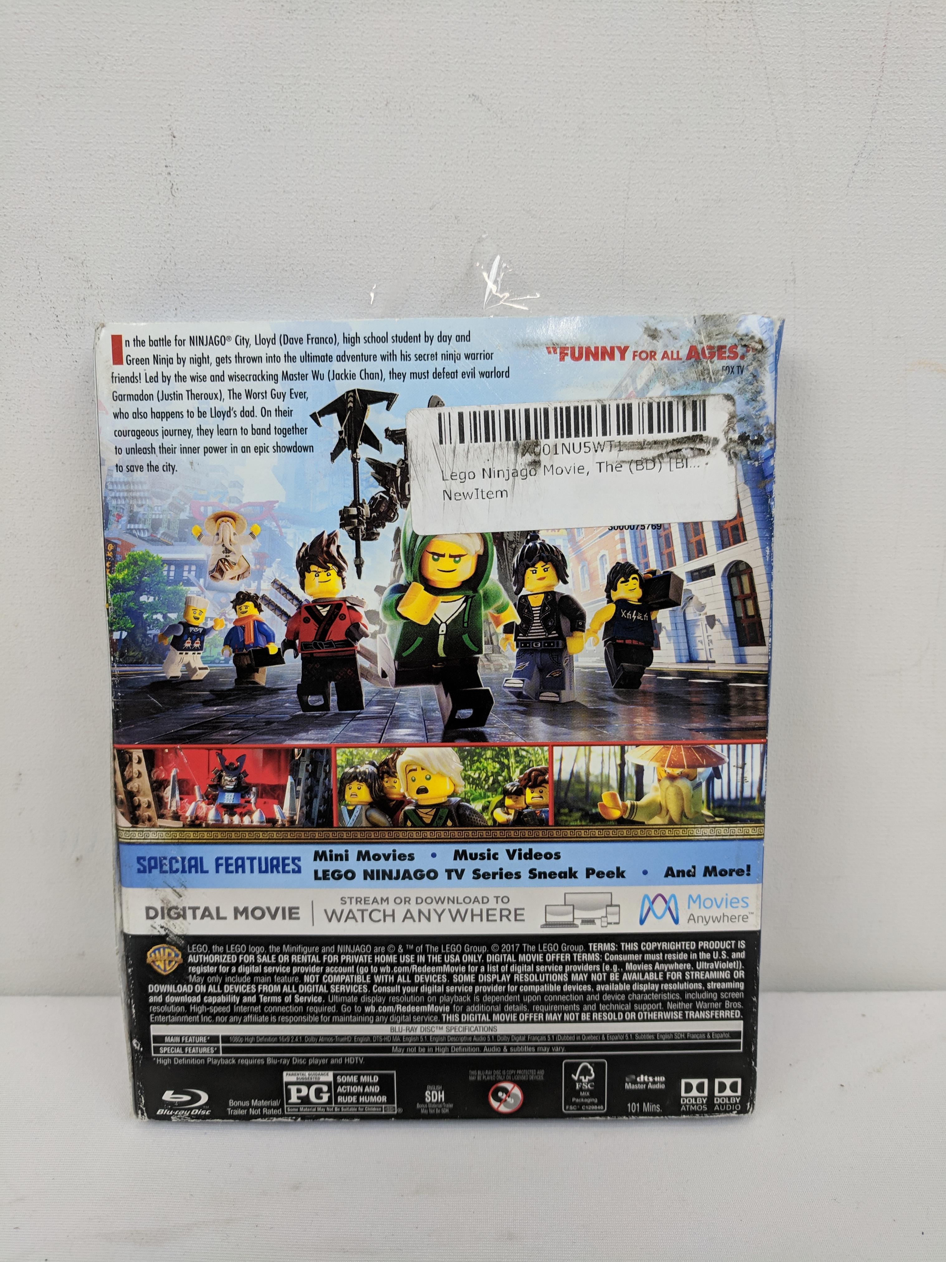 The Lego Ninjago Movie Blu-Ray + DVD + Digital, Rated PG, Case Broken, New Disc