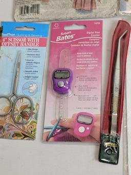 Sewing/Embroidery/Knitting Items, Patterns, Embroidery Ruler, Scissors, Digital Row Counter