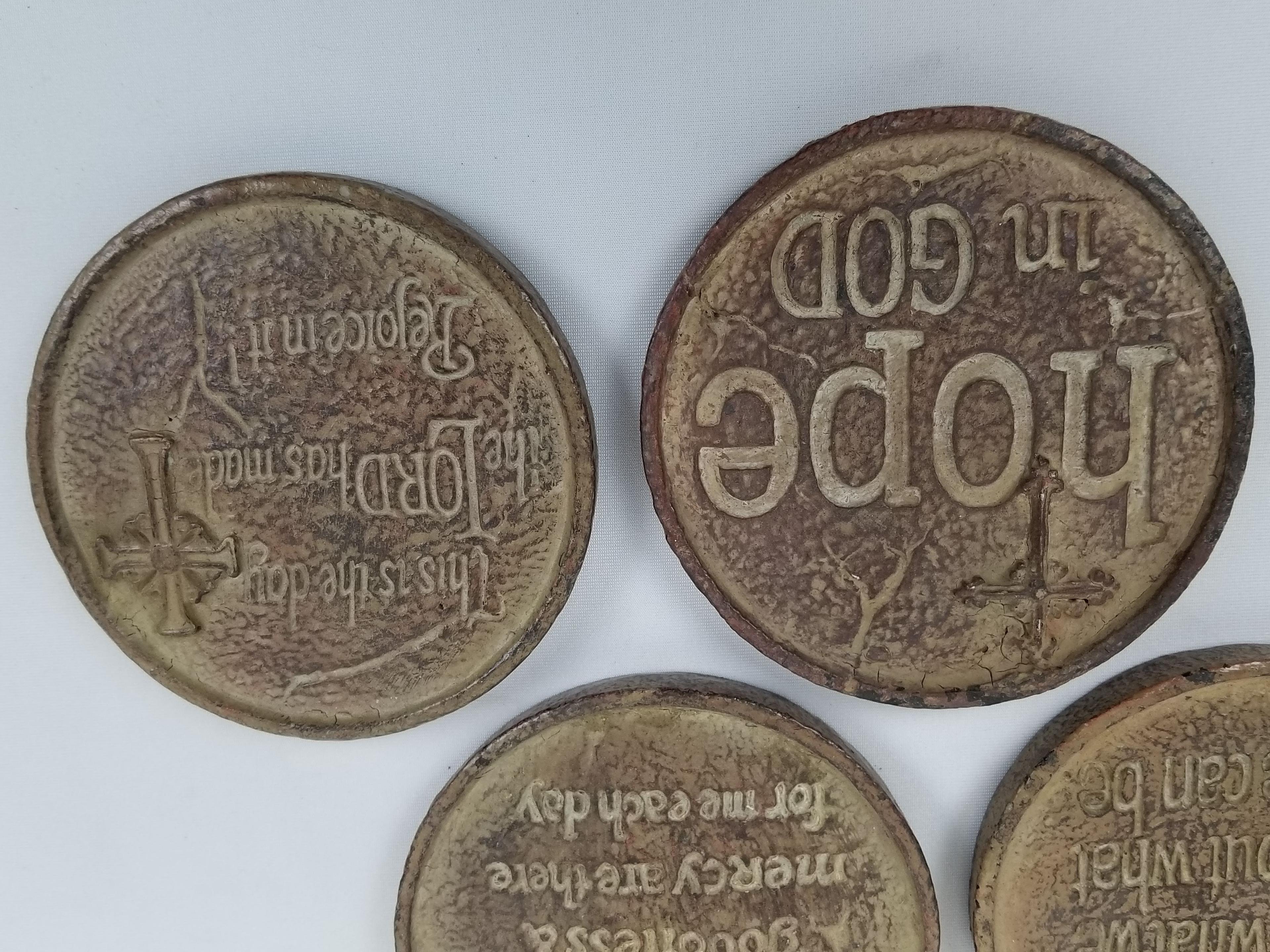 Set of 4 Religious Coasters - Cast Resin