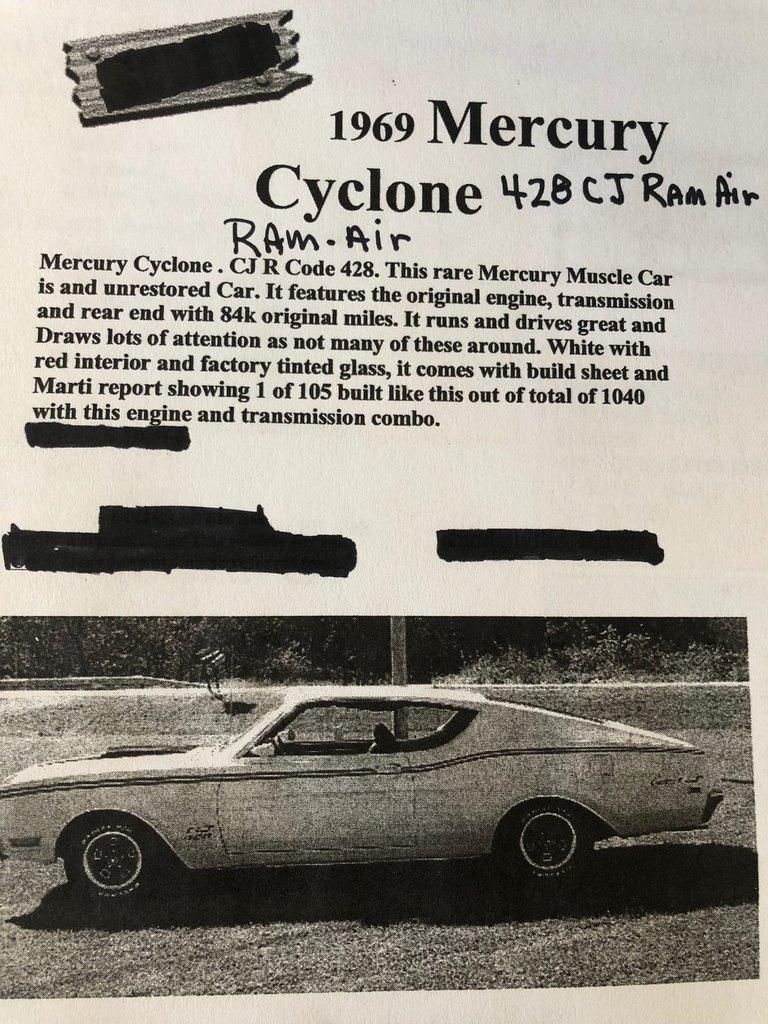 1969 Mercury Cyclone 428 CJ Fastback