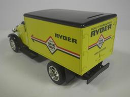 Scale Models "American Classic" Ryder Freight Truck Coin Bank w/Key & Box