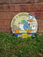 Donald Duck Chevrolet Single Sided Sign
