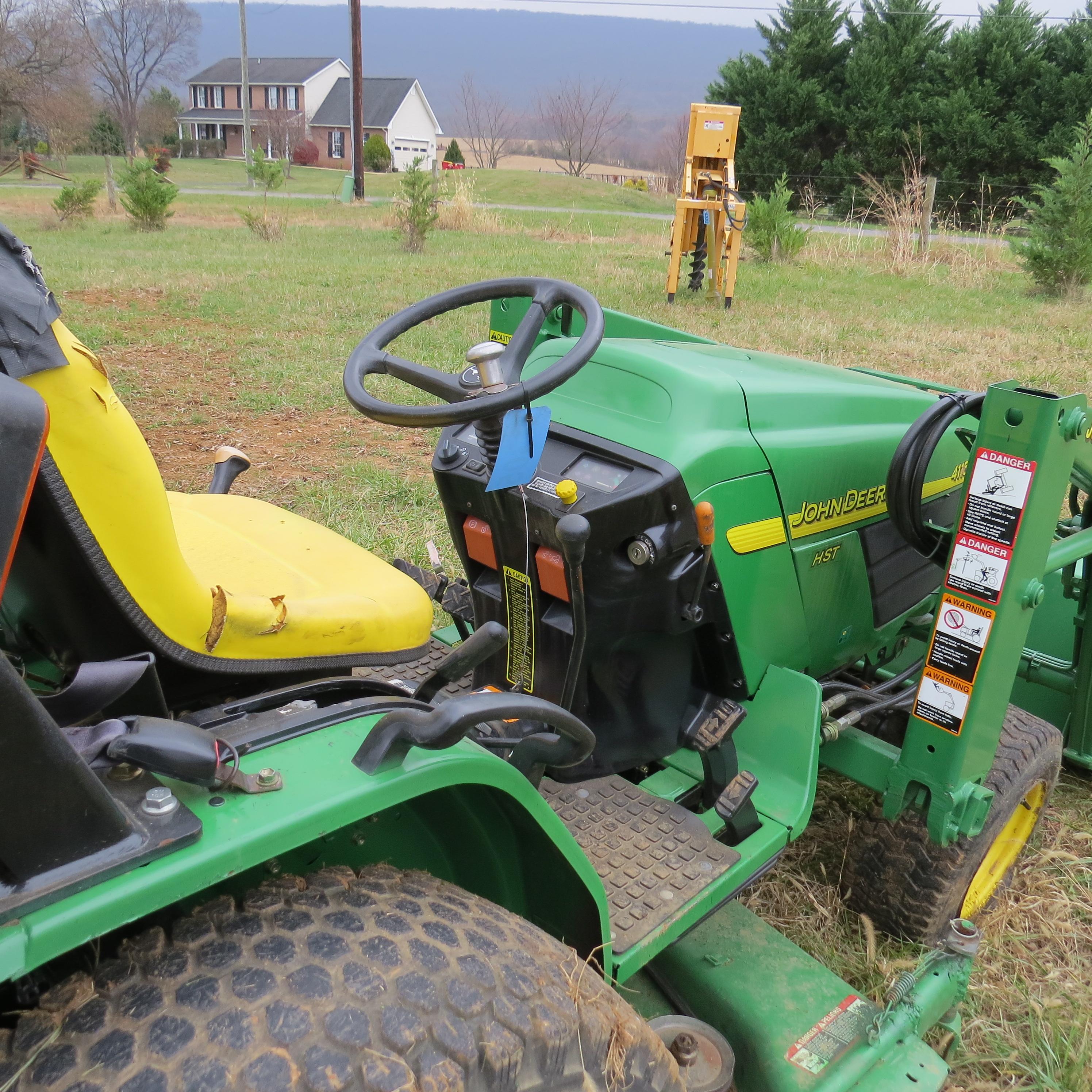 JOHN DEERE 4115 TRACTOR W/LOADER & BELLY MOWER