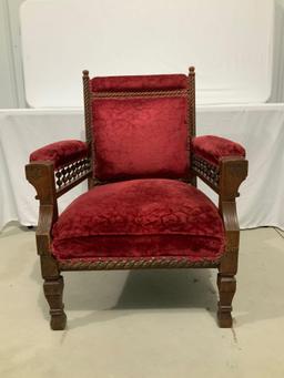 CARVED WALNUT ARMCHAIR