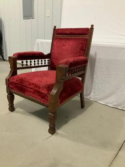 CARVED WALNUT ARMCHAIR