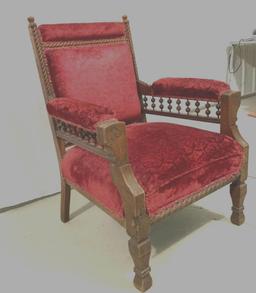 CARVED WALNUT ARMCHAIR