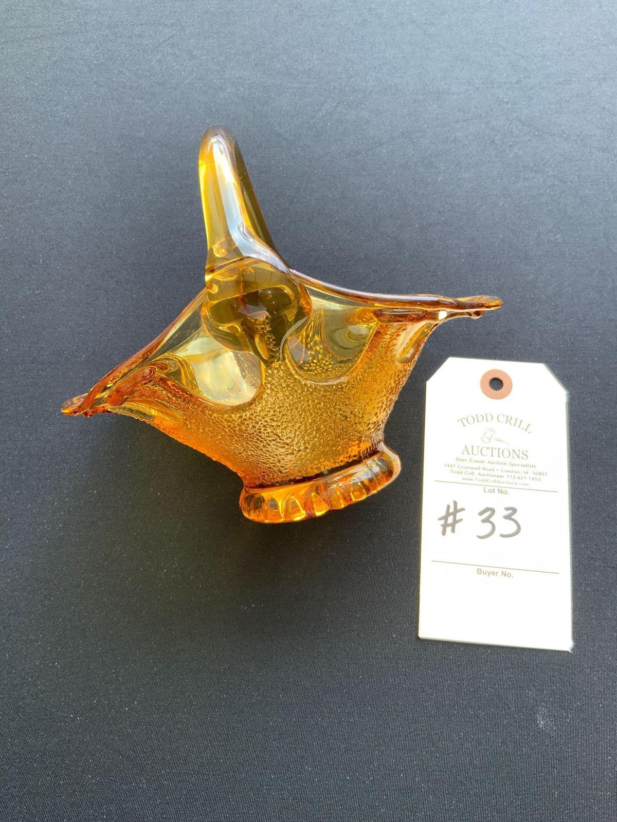 AMBER GLASS BASKET