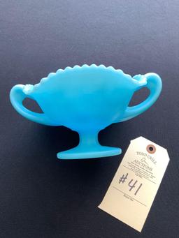 FENTON DOUBLE HANDLED BLUE BASKET