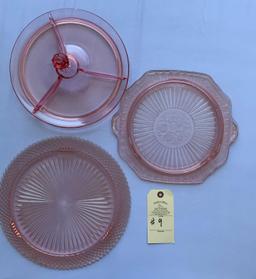 VINTAGE PINK DEPRESSION TRAYS AND DIVIDER DISH