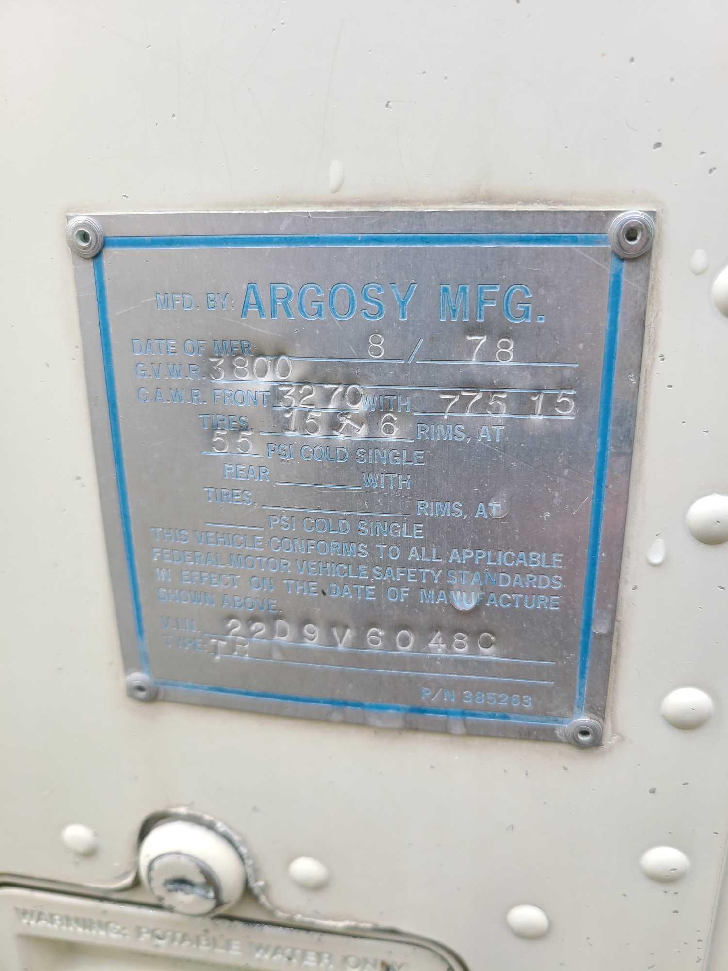 1978 ARGOSY BY AIRSTREAM BUMPER HITCH TRAVEL TRAILER