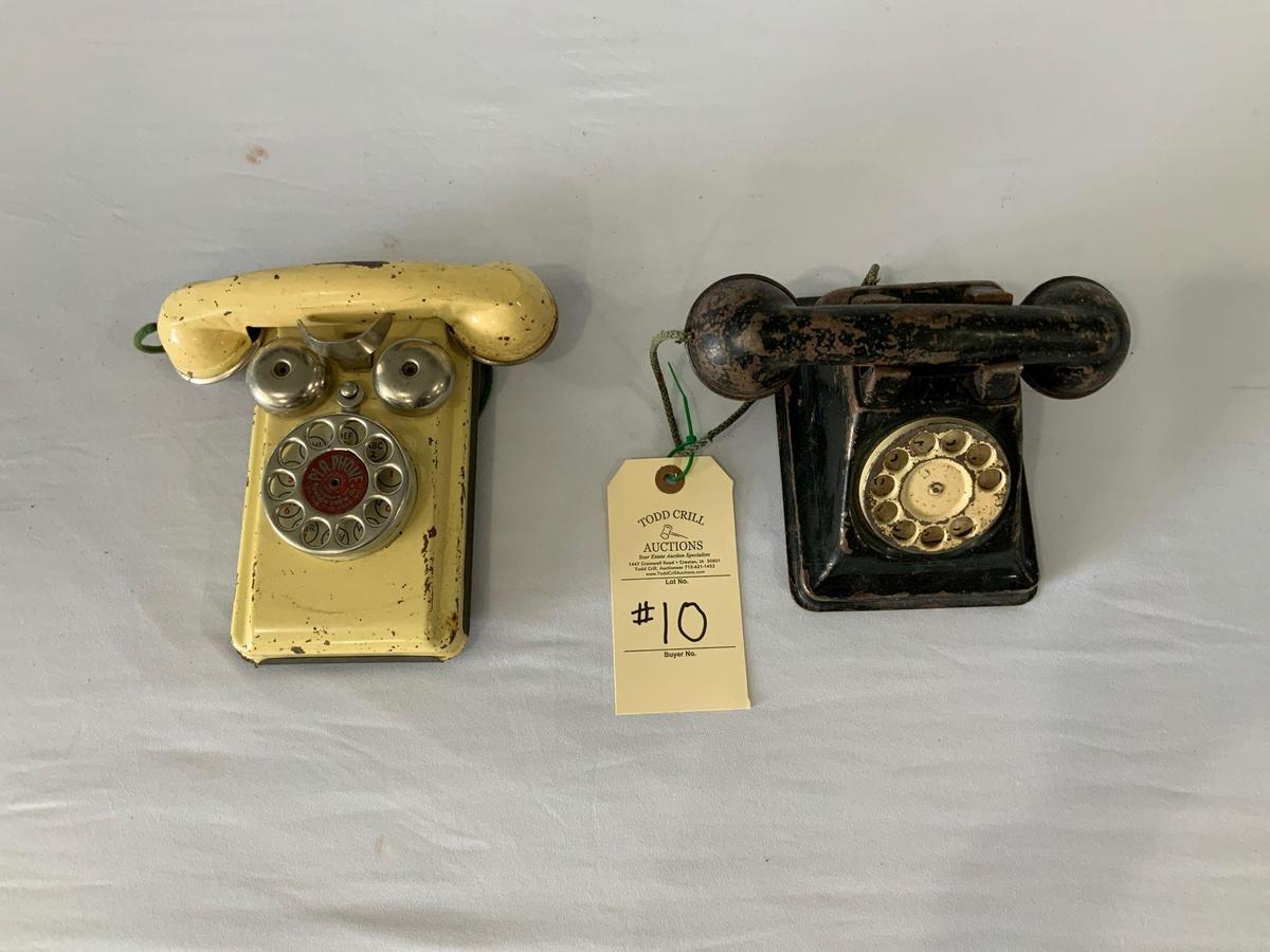 TWO ANTIQUE TOY TELEPHONES