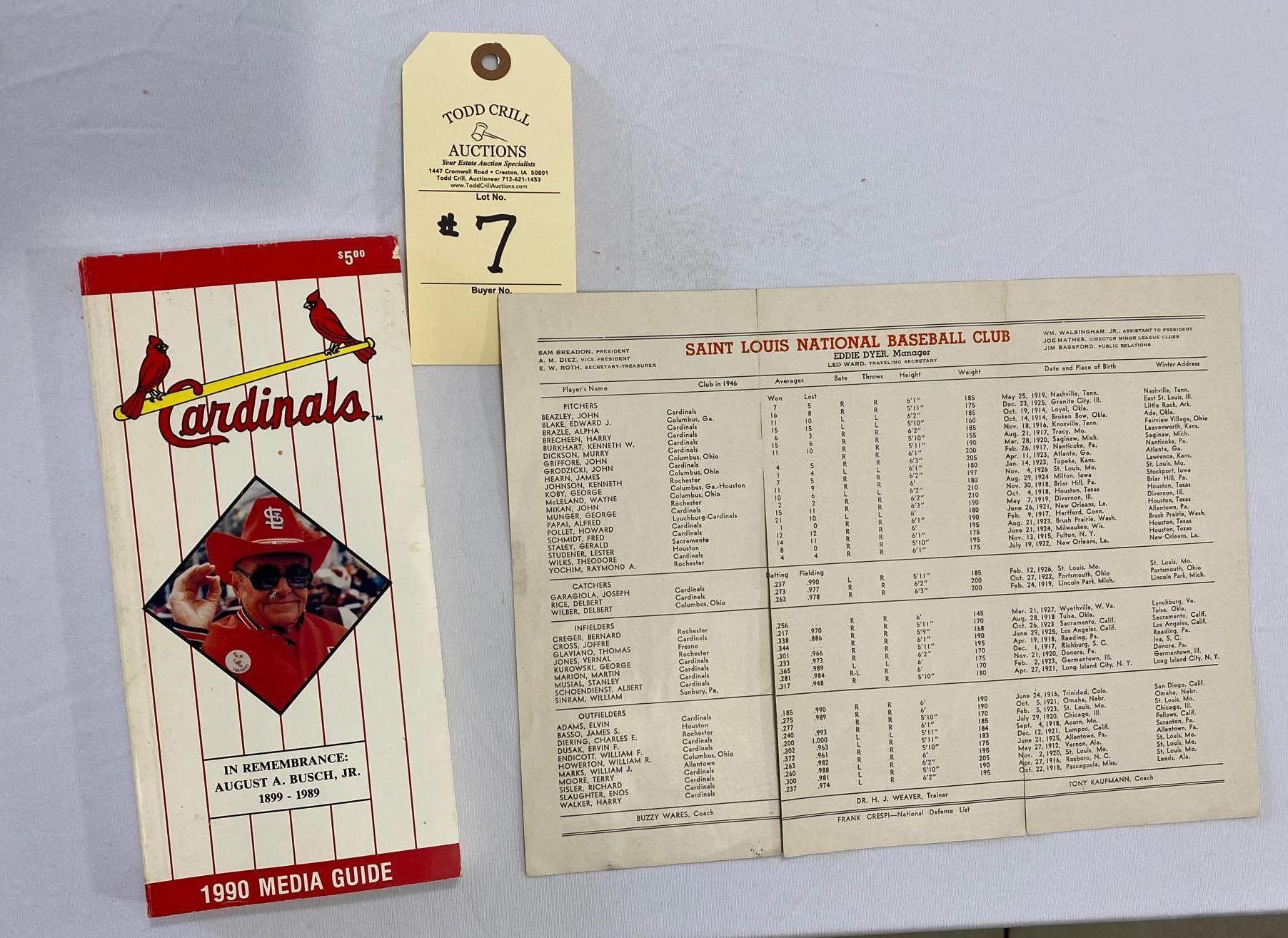 ST. LOUIS CARDINALS BASEBALL MEMORABILIA