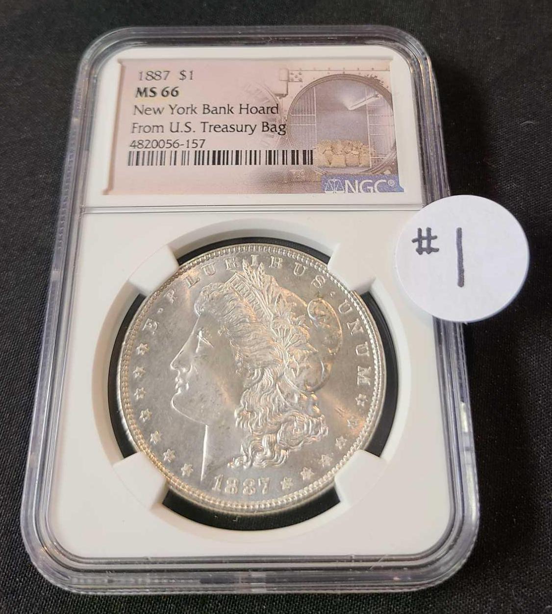 1887 MORGAN SILVER DOLLAR NGC MS66