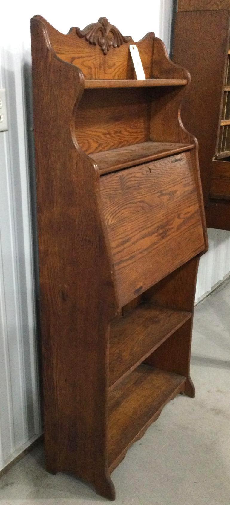 Antique oak drop front desk