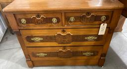 Antique four drawer dresser on casters with mirror