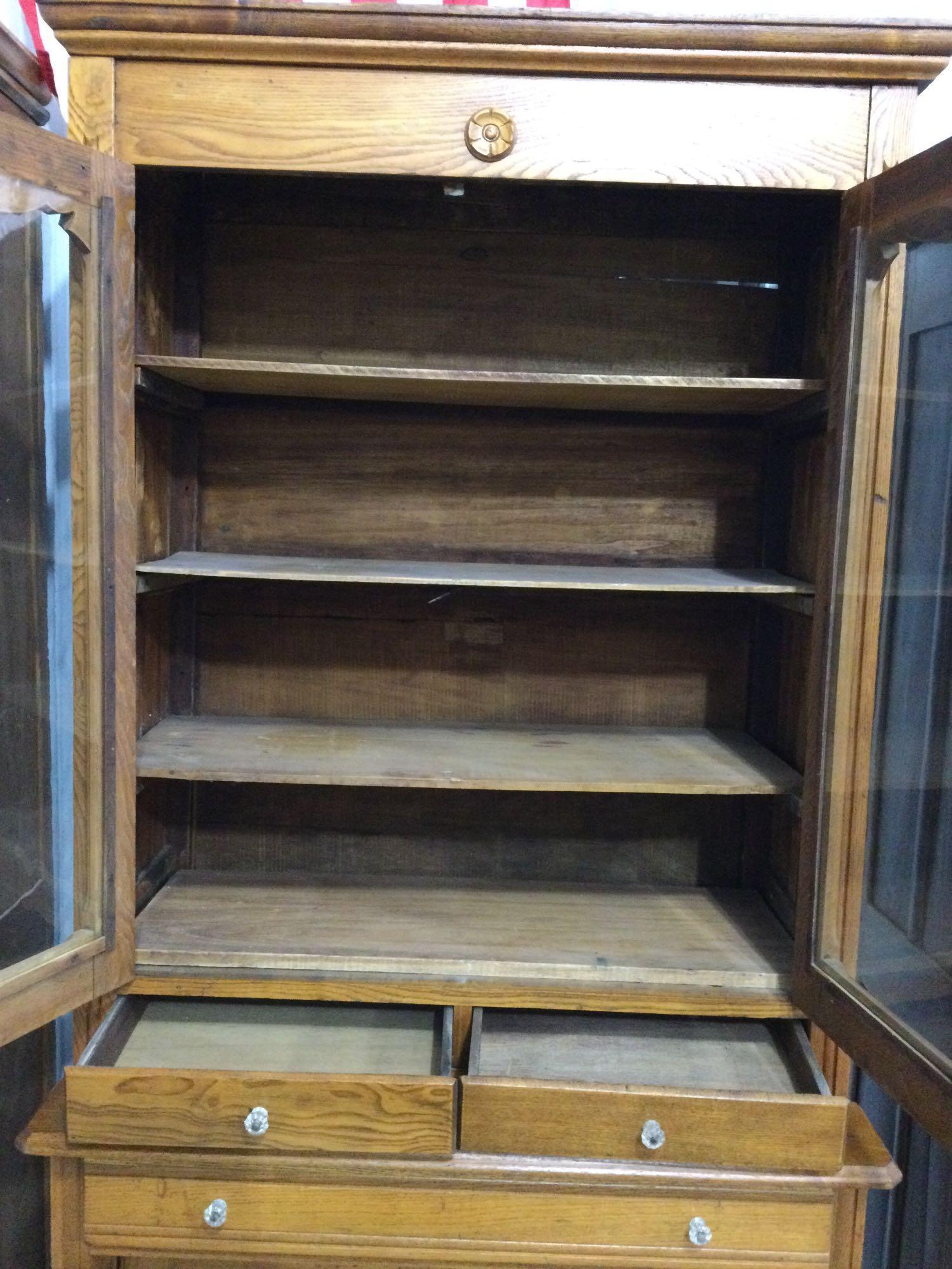 Antique oak step back cupboard