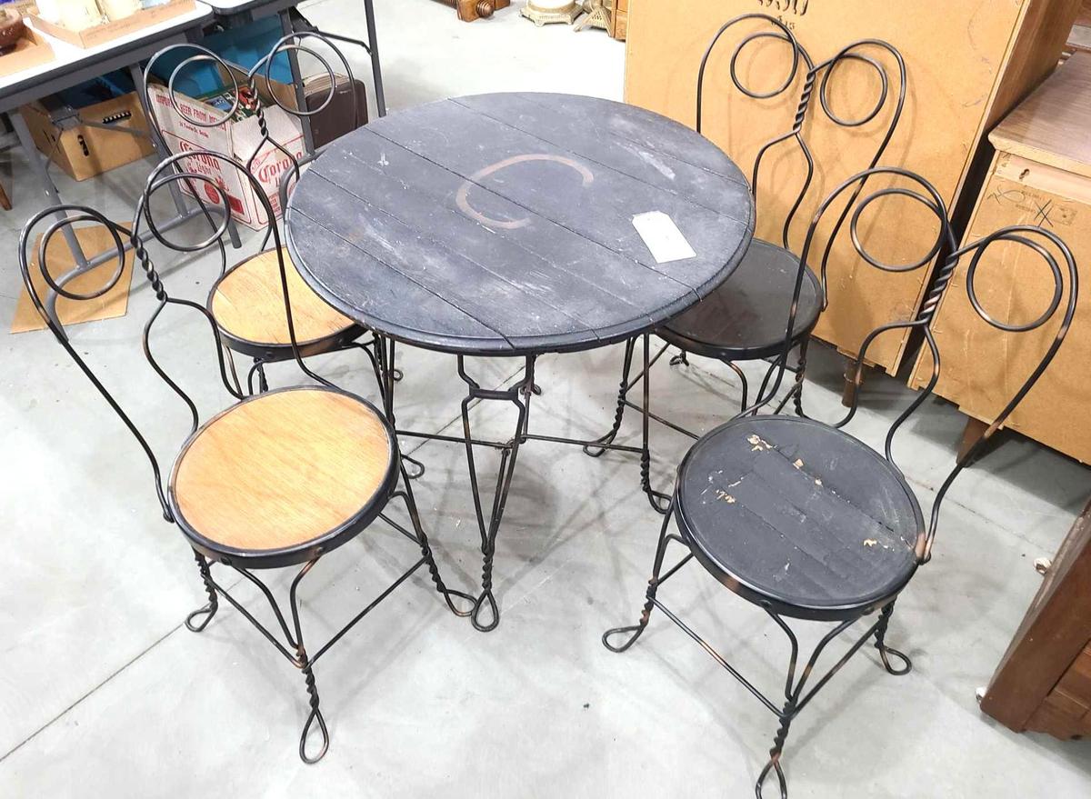 Ice cream parlor iron table and chair set