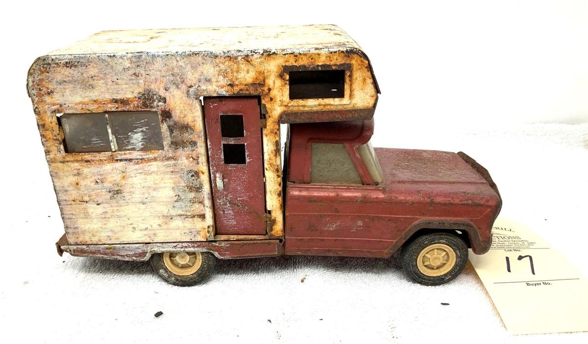 Vintage Tonka pressed steel pickup and camper