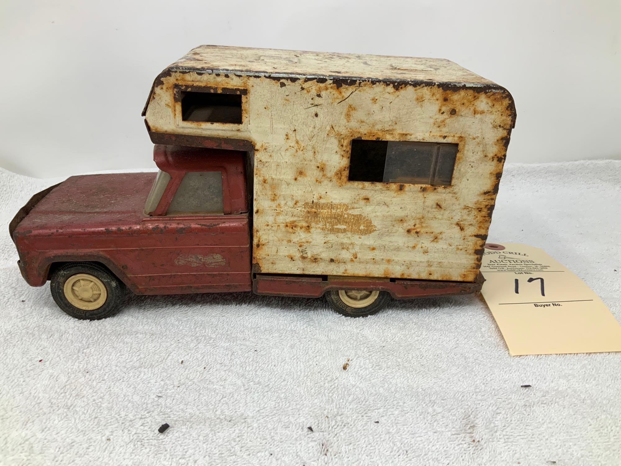Vintage Tonka pressed steel pickup and camper