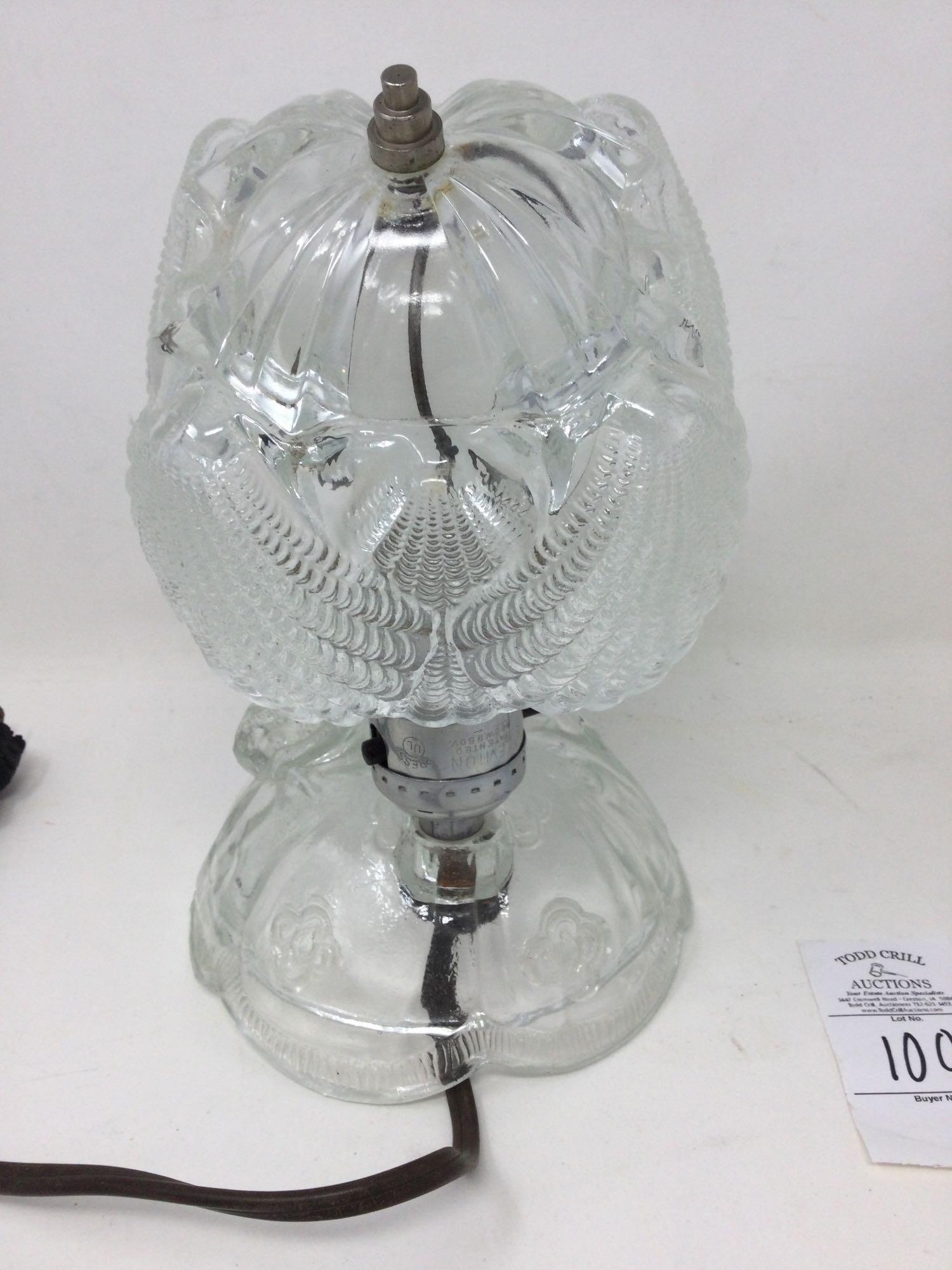 Pressed glass figural lamp