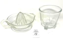Vintage clear glass juicer and 2 cup beater jar