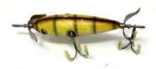 SOUTH BEND THREE HOOK GLASS EYE YELLOW AND BLACK LURE