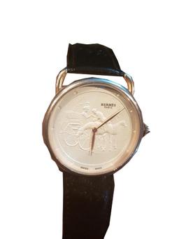 Unique Hermes Arceau Promenade de Longchamp Quartz Watch with Special White Dial Wristwatch