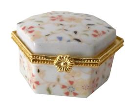 Spring Flowers Porcelain Jewel Trinket Box