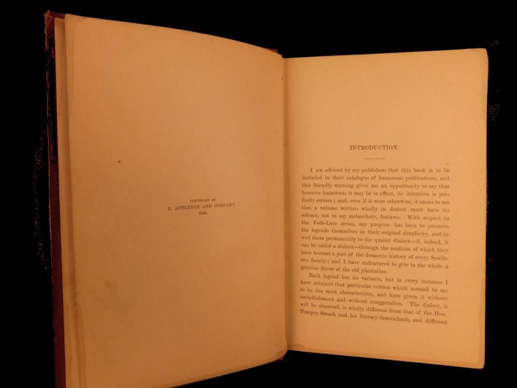 1884 Uncle Remus Songs & Sayings Joel Harris Slavery