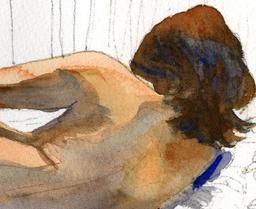 Signed Print, Female Nude Study From Watercolor Painting