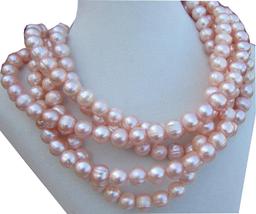 10-11mm Natual Pink South Sea Pearl 14kt Gold 50" Necklace 50"14k Gold Clasp