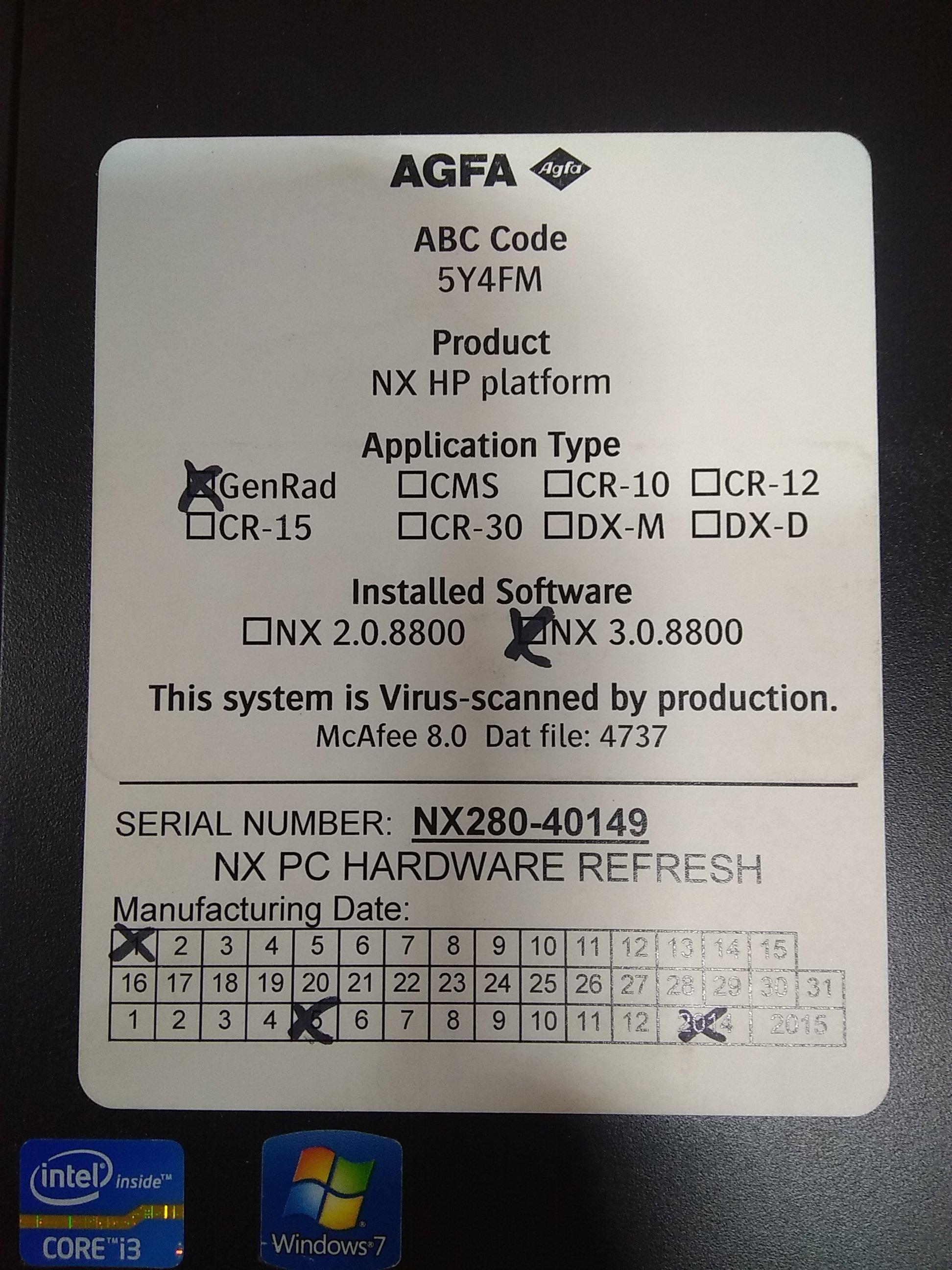 AGFA HealthCare GenRad NX 3.0.8800   - 40205