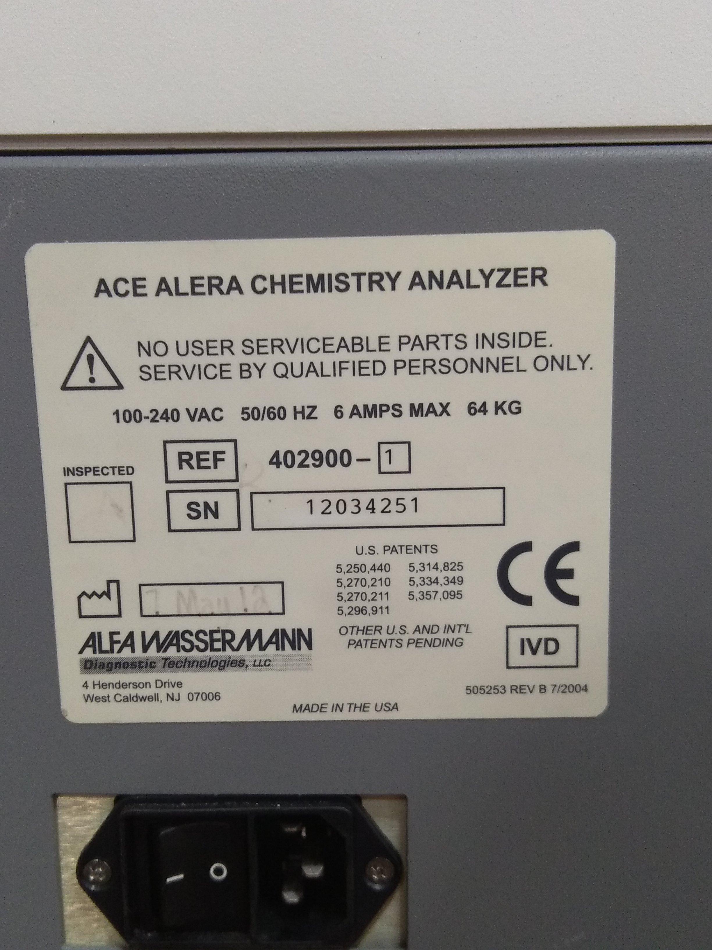 Alfa Wassermann Ace Alera 402900 Chemistry Analyzer - 103059