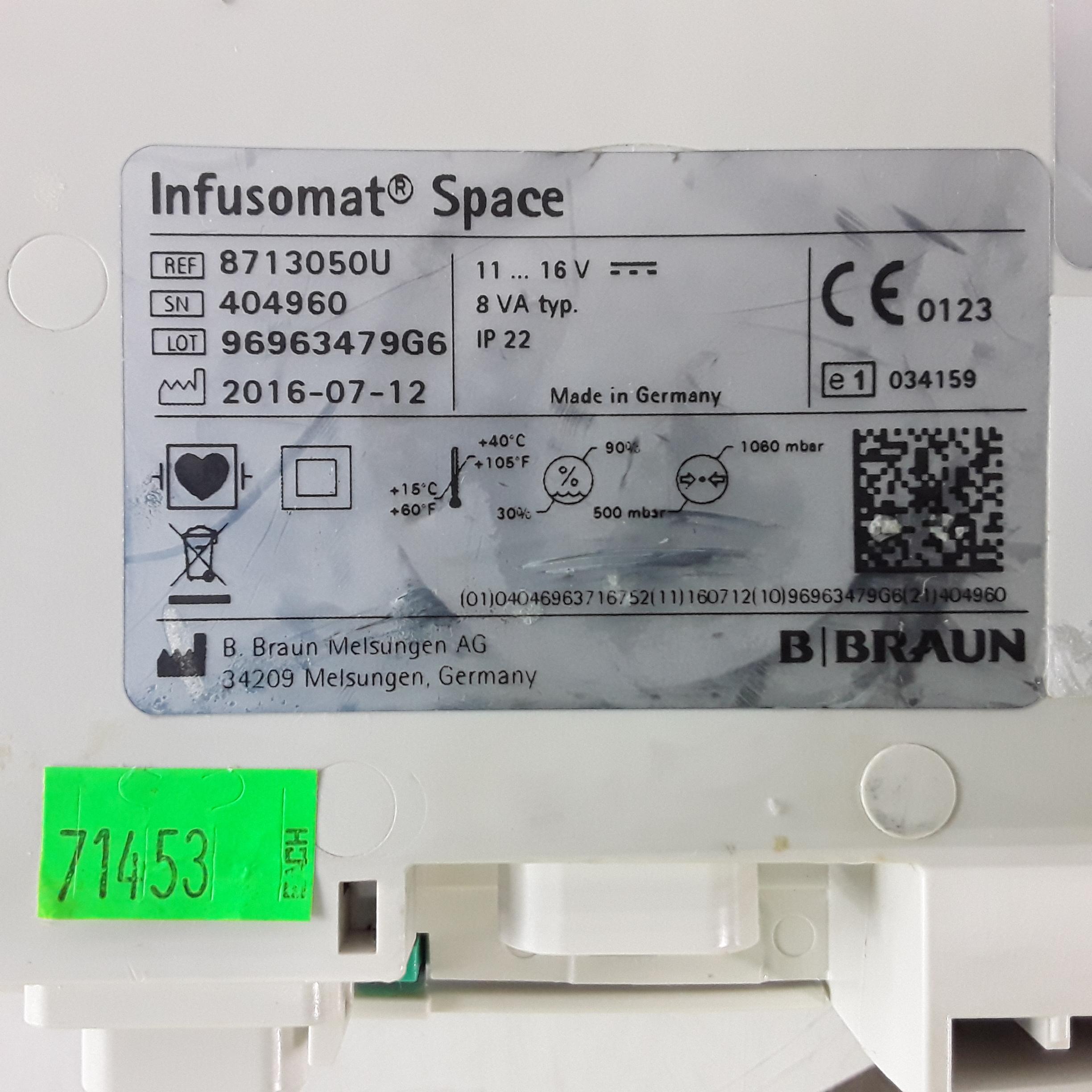 B. Braun Infusomat Space w/Pole Clamp Infusion Pump - 315156