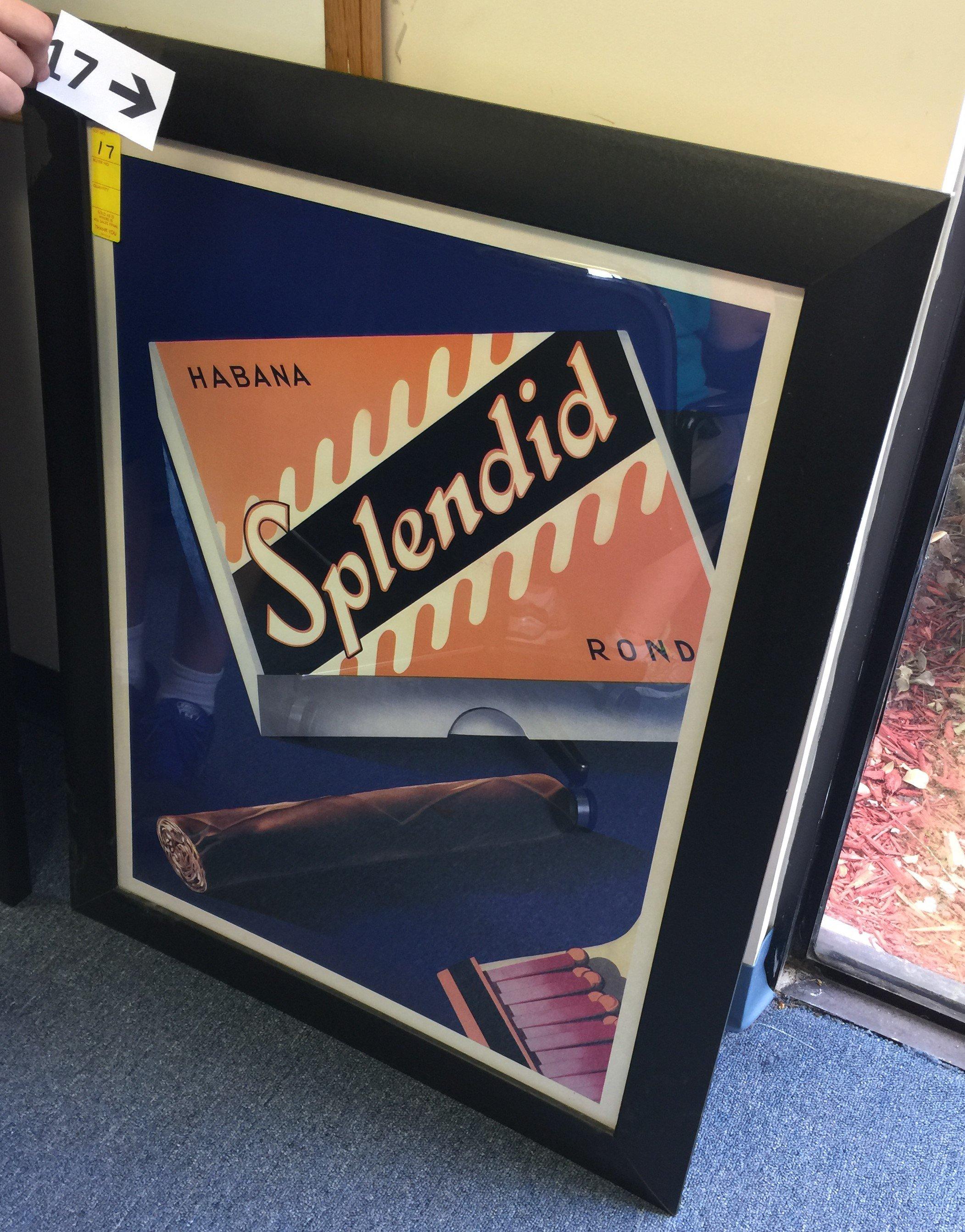 Framed Habana Splendid Cigar Poster 37" x 29"