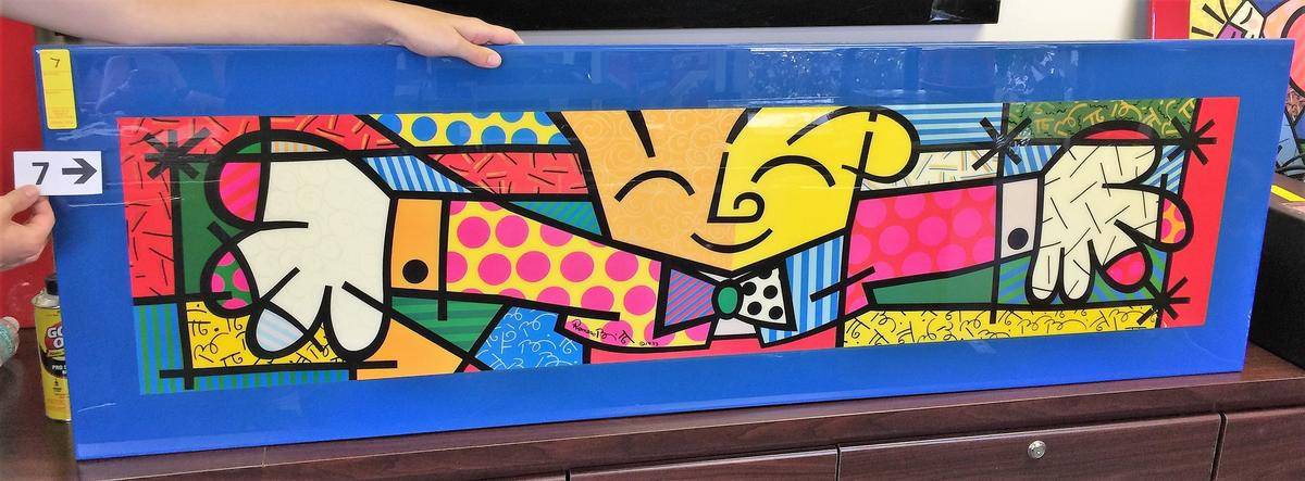 Romero Britto Style Lacquer Artwork  62" x 19"