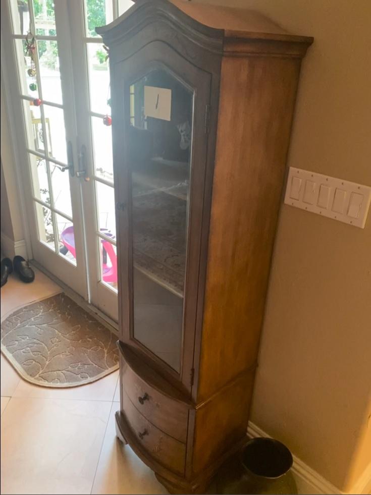 CURIO CABINET WALNUT 5 FT GLASS DOOR