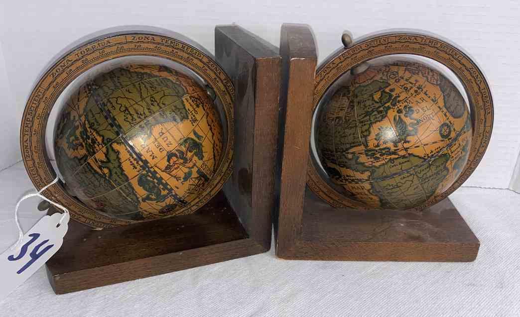Wood-Globe Book Ends