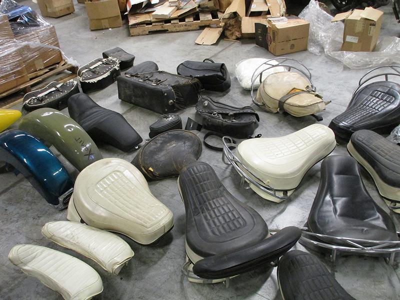 MOTORCYCLE SEATS, SADDLE BAGS, FENDERS, FAT BOB TANKS